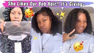 Never Tried Our Curly Bob Wig With 13X4 Big Lace? Short Wig Install Ft. #Elfinhair Honest Review