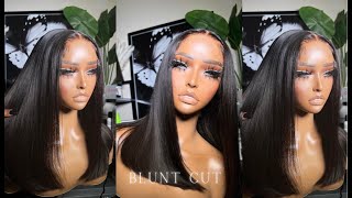 How To Cut A Bob Wig (Blunt Cut) | Christina M.