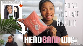 Trying My First Yaki Straight Synthetic Headband Wig From Amazon Prime | Review | $19.99