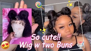 Perfect Lace Front Bob Wig! How To Inspire Two Cute Buns On Water Wave Wig? Ft. #Ulahair