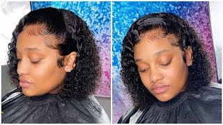 How To Do Curly Bob Lace Wig Install W/ Baby Hairs| Chinalacewigs