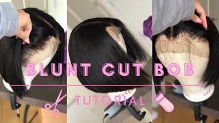 How To: Blunt Bob Cut Tutorial | Amazon Wig | Cutting With Clippers | Very Detailed