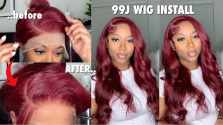 How To Melt A 99J Pre Colored Wig Install | Arabella Hair