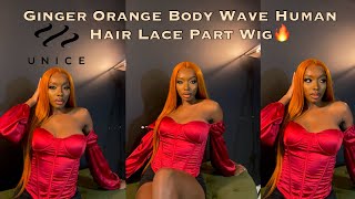 Ginger Orange 24 Inch T-Part Wig Install | Ft Unice