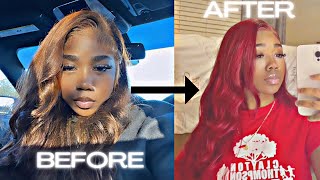 How To: Transform Brown Hair To Red W/ Curlymehair + Lace Frontal Wig Install