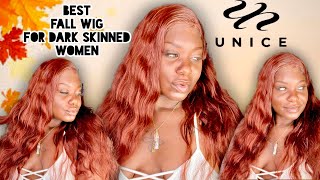 Unice Wig Review| Unice Reddish Brown 13X4 Body Wave Lace Front Wig|Perfect Color For Dark Skin