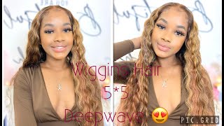 How To: Wiggins Hair 5*5 Deepwave Wig Install (Wig Review) || Beautifully Slayed