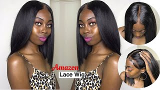 Amazon Lace Wig - Is It All Hype?? | Step By Step Install & Review Rulinda Bob Wig