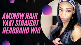 Aminow Hair Wig Review|Yaki Straight Headband Wig| #Aminowhair