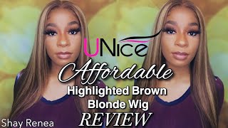 Highlighted Blonde Brown Honey Ombre Glueless Wig Ft. Unice Hair Aliexpress | Detailed Hair Review
