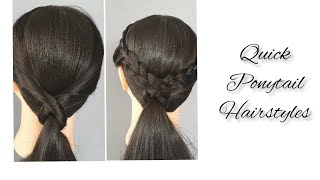 2 Quick Ponytail Hairstyles For School/College/Work|Easy Hairstyles|1 Minute Hairstyles