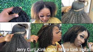 Beautiful Bouncy Jerry Curl/ Kinky Curly Micro Link Install  | Ft. Curls Queen Hair
