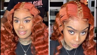 Perfect Fall Hair| Orange Crimps On Lace Frontal Install!! (Yolissa Hair)