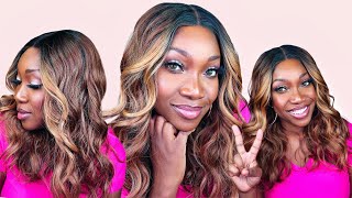 $40 Slay!  Outre Sleeklay Part Dariana Synthetic Hair Hd Lace Front Wig Drff Honey Brown