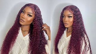Must Have Deep Wave 99J Frontal Wig! Install With Me Ft Unice Hair