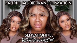 New! Sensationnel Human Hair Blend Butta Hd Lace Front Wig - Beach Wave 20