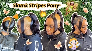 Slick Back Ponytail + Skunk Stripe!Curling Pony W/Bangs #Viral #Tiktok Ft.#Ulahair