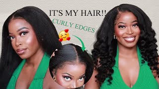 Must-Have! The Most Realistic Wig | Curly Edges Kinky Straight Wig Install & Style | Wowafrican