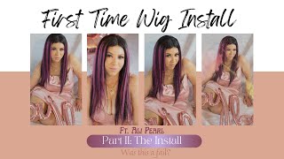 20" Straight Black Wig With Pink Highlights | Alipearl Hair | 1St Time Wig Install | Part Two