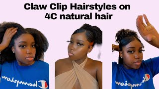 How To: Claw Clip Hairstyles On 4C Natural Hair | Claw Clip Hair Hacks#Shorts #Clawcliphairstyles