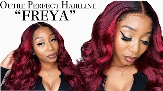 $50?! |Outre Perfect Hairline "Freya" | Red Velvet | 13X6 Hd Lace Wig Install | Ft Ebonyli