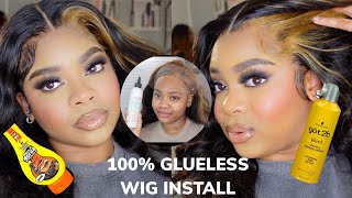 100% Glueless Skunk Stripe Wig Install | Ft  Hermosa Hair