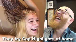 They Try Cap Highlights At Home  - Hairdresser Hair Buddha Reacts To Hair Fail