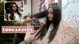 Long Layered Haircut| How To Cut Layers In Long Hair|Hairtransformation| Potong Rambut Layer Panjang