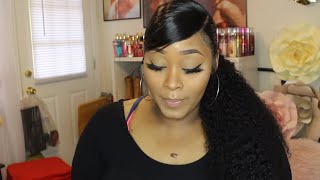 Sleek Low Extended Ponytail With Frontal Side Bang