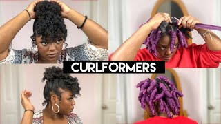 Curly High Puff & Bangs On Natural Hair | Quick Curly Updo | Curlformers