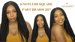 Outre Pre-Braided 13X4 Hd Lace Frontal Wig -Knotless Square Part Braids 26  +Giveaway -/Wigtypes.Com