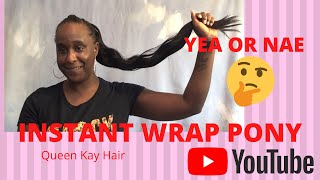 How To: Instant Ponytail Wrap 30" Loose Curl On 4C Hair.  Sensational Synthetic Ponytail