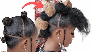 Creating A Easy Updo Hairstyle Using Two Color Of Kinky Hair / Detail Tutorial