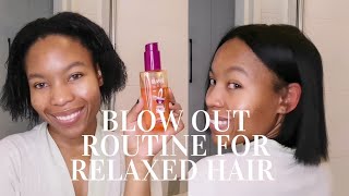 Sleek And Straight Blowout For Relaxed Hair| Relaxed Hairstyles| South African Youtuber