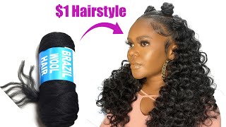 I'M Shook!! $1 Hairstyle Using Brazilian Wool/ No Leave Out