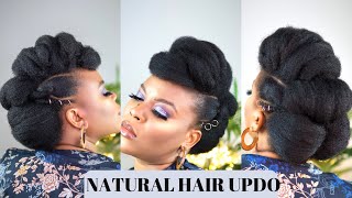 #Naturalhair #Type4Hair #Viralhair Natural Hairstyle| Elegant Roll, Tuck & Pin Updo Style
