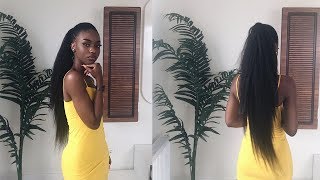 How To Make A 30-Inch Long Ponytail Using 18-Inch Long Clip-Ins On My 4C Natural Hair. *No Gel*