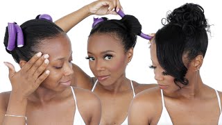 Relaxed Hair Easy Updo With Heatless Curls | Luster'S Pink Lotion And Glosser Has A New Look!