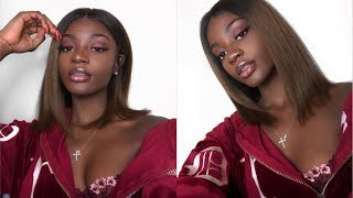 Quick Glue-Less Wig Application | Ft Omgherhair Ombre Yaki Bob Lace Wig