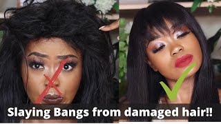 Clicks Safeway Straightner||From Dry Broken Damaged To Bomb Bangs||Watch Me Transform This Wig