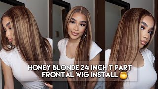Straight Honey Blonde Highlight Wig Install + Review  Ft. Yolova
