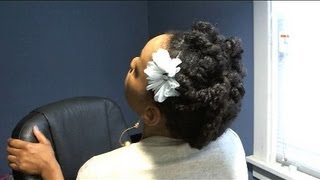 Protective Hairstyles / Pinned Updo Natural Hairstyle Feat. White Psychedelic Flower