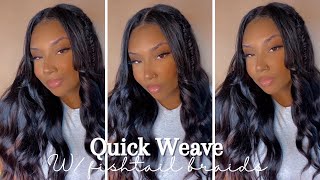 Natural Middle Part Quick Weave With Fishtail Braids