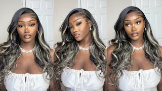 Autumn Must Have! My New Fav Platinum Blonde Highlight Lace Frontal Wig Ft. Arabella Hair