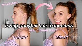 Trying Clip In Ponytail Extensions! Goo Goo Hair | 20 Inches