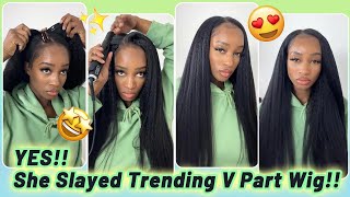 Is This A Wig?? V Part Wig Quick Install | Kinky Straight Hair | Natural Hair Protect #Elfinhair