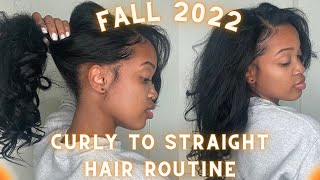 Curly To Straight Routine With Clip In Install | Fall 2022 Silk Press |
