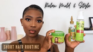 How I Relax, Mold And Style My Hair At Home | Short Relaxed Hair Routine | Zuki Williams