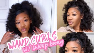 (How To) Half Up Half Down Wand Curls W/ Swoop Bang On Natural Hair