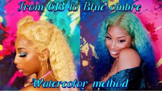 Amazon 613 Wig To Blue Ombre Using Watercolor Method | Licoville Human Hair Wigs